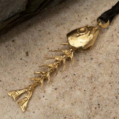 Gold fishbone pendant