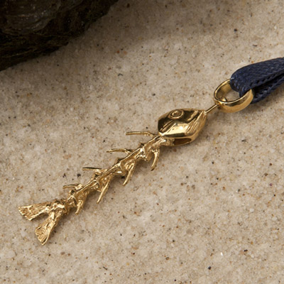 Gold fishbone pendant