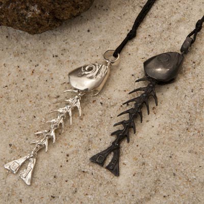 Silver fishbone pendants
