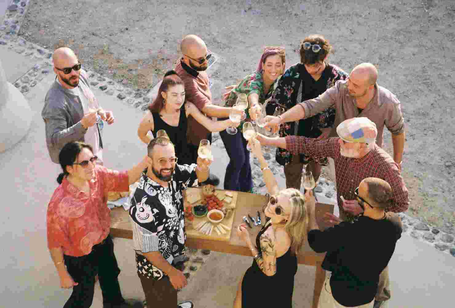 Wine tasting and art exhibition Santorini