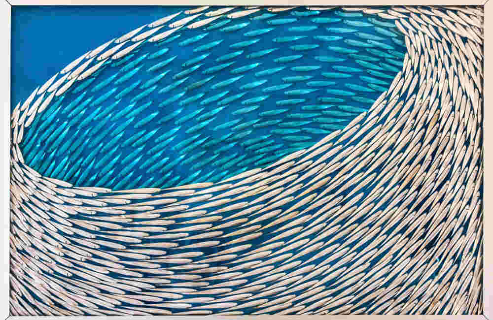 Acqua (Doha, Qatar) mixed media swirling seascape artwork