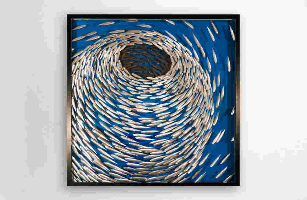 Acqua (private yacht) mixed media swirling seascape art