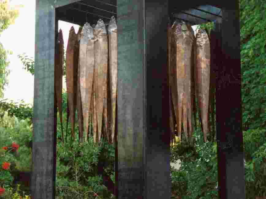 The Voice of the Sea Hanging metallic fish installation