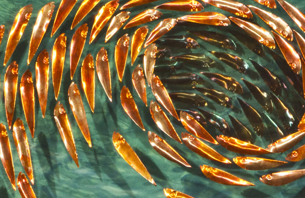 Vortex 248 - mixed media swirling seascape art 248- MATI Santorini