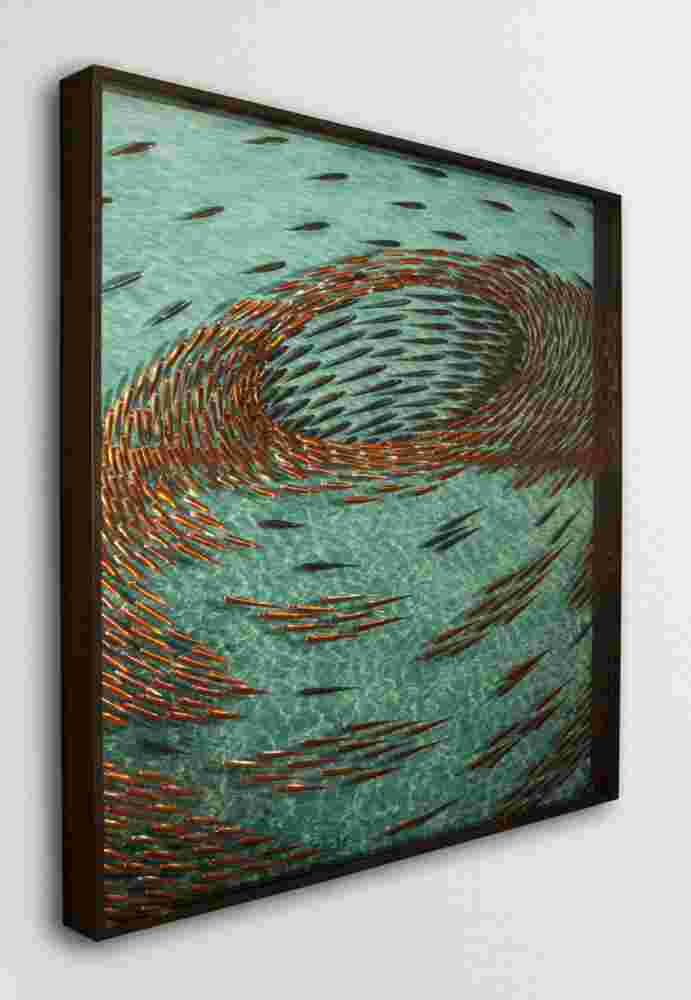 Layers of plexiglass compose an underwater seascape artwork