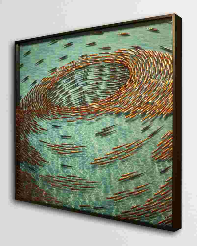 Layers of plexiglass compose an underwater seascape artwork