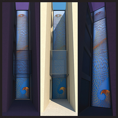 Vortex (Istanbul, Turkey) swirling seascape art - elevator