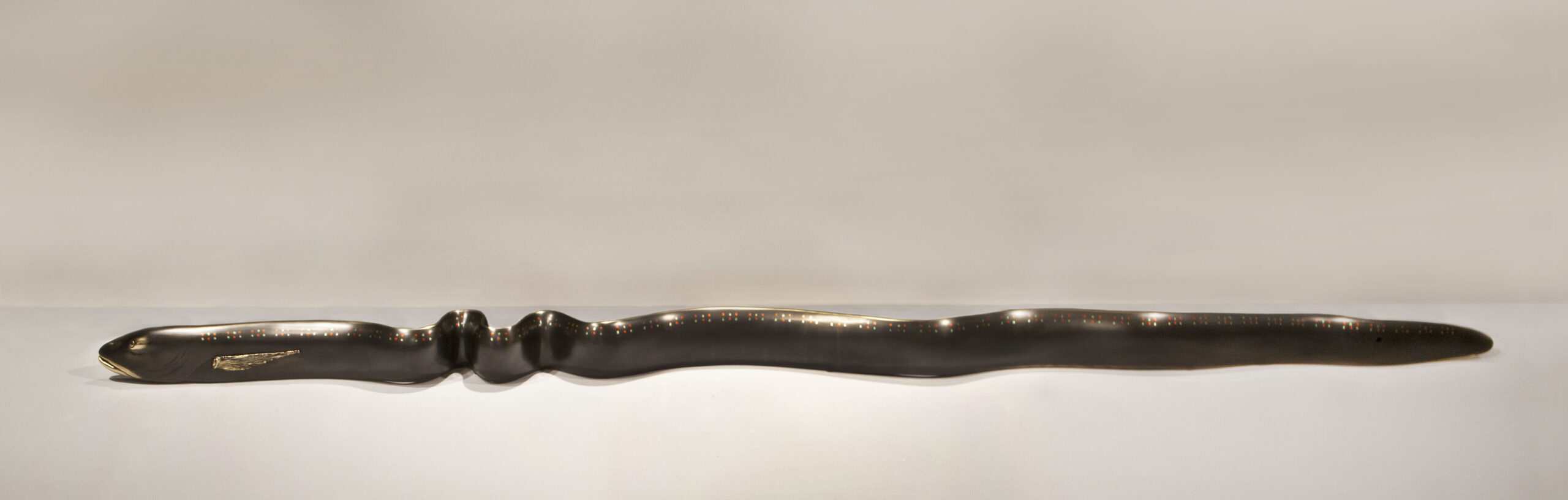 Eel sculpture made of cast bronze