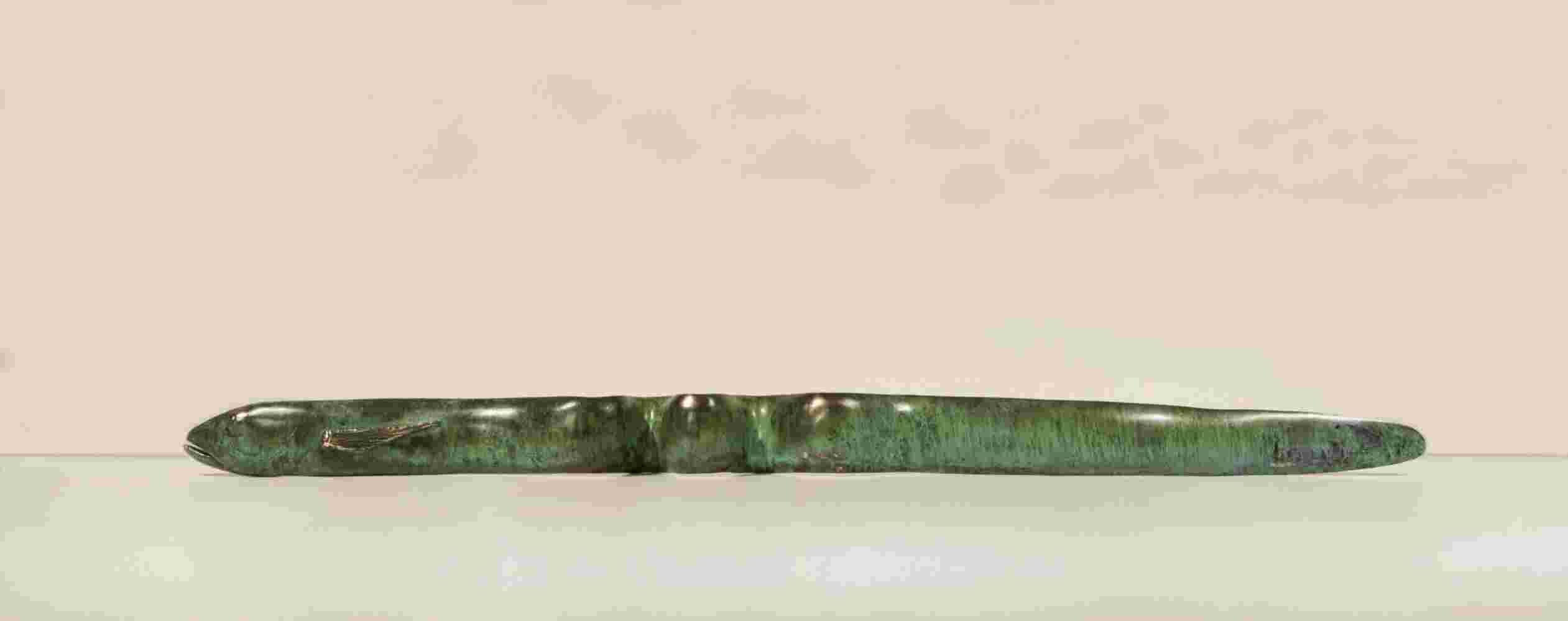 Cast bronze, green eel sculpture