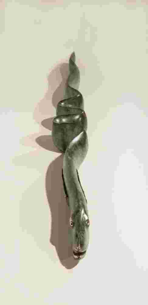 Cast bronze, green eel sculpture