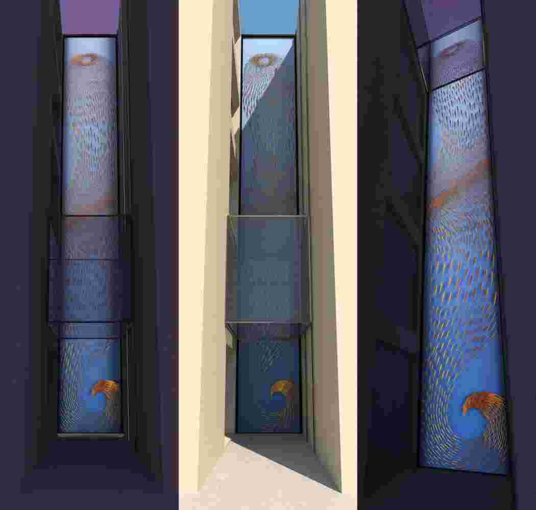 swirling seascape art - elevator