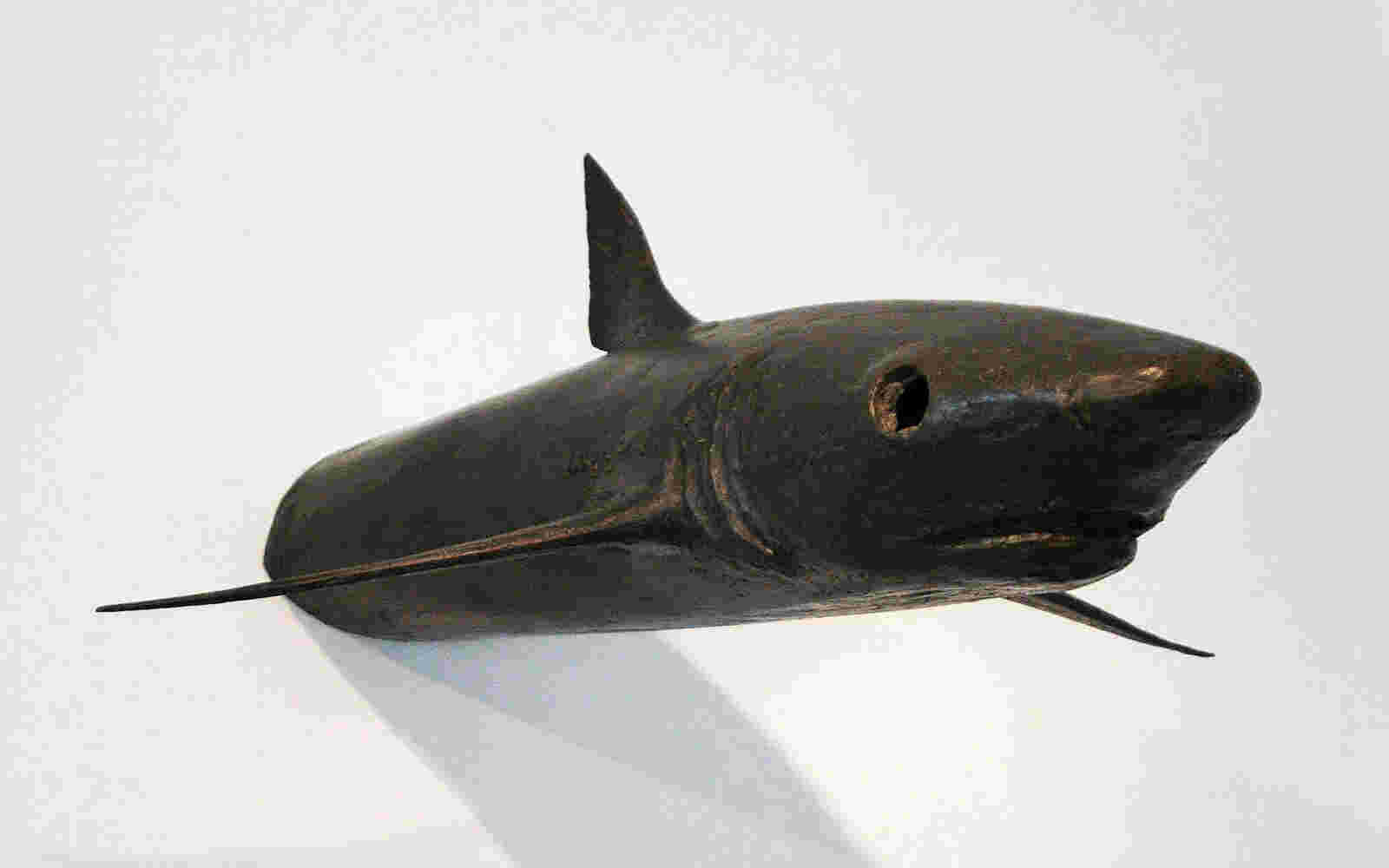 Shark wall sculpture made of cast bronze