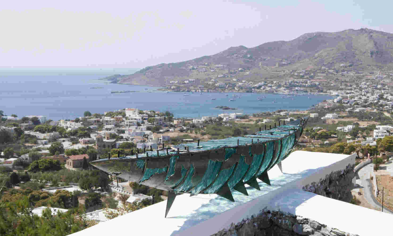 Glass & cast bronze boat commissioned sculpture