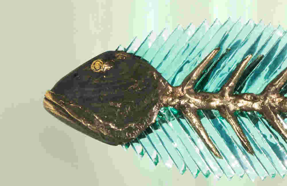 FGB 244 B Bronze & glass fish sculpture made by Yorgos Kypris