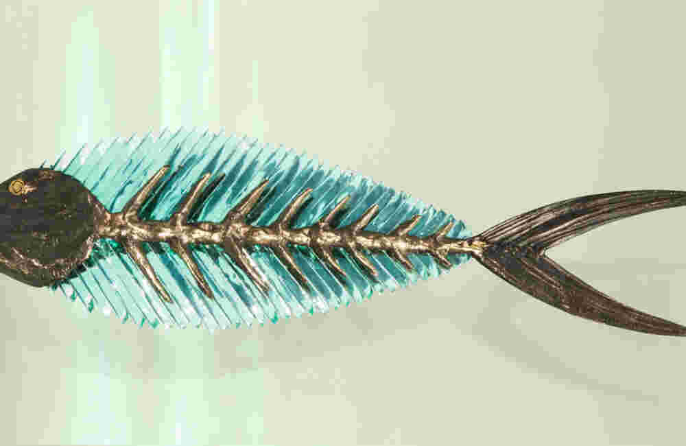 FGB 244 Bronze & glass fish sculpture made by Yorgos Kypris