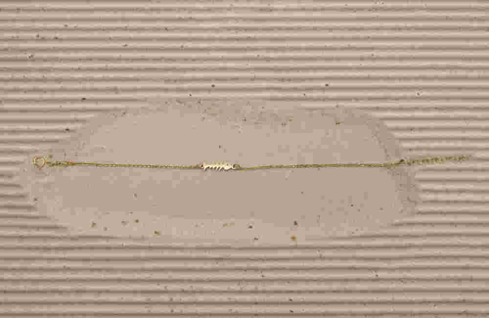 Gold fishbone bracelet with chain Gold fishbone bracelet with chain