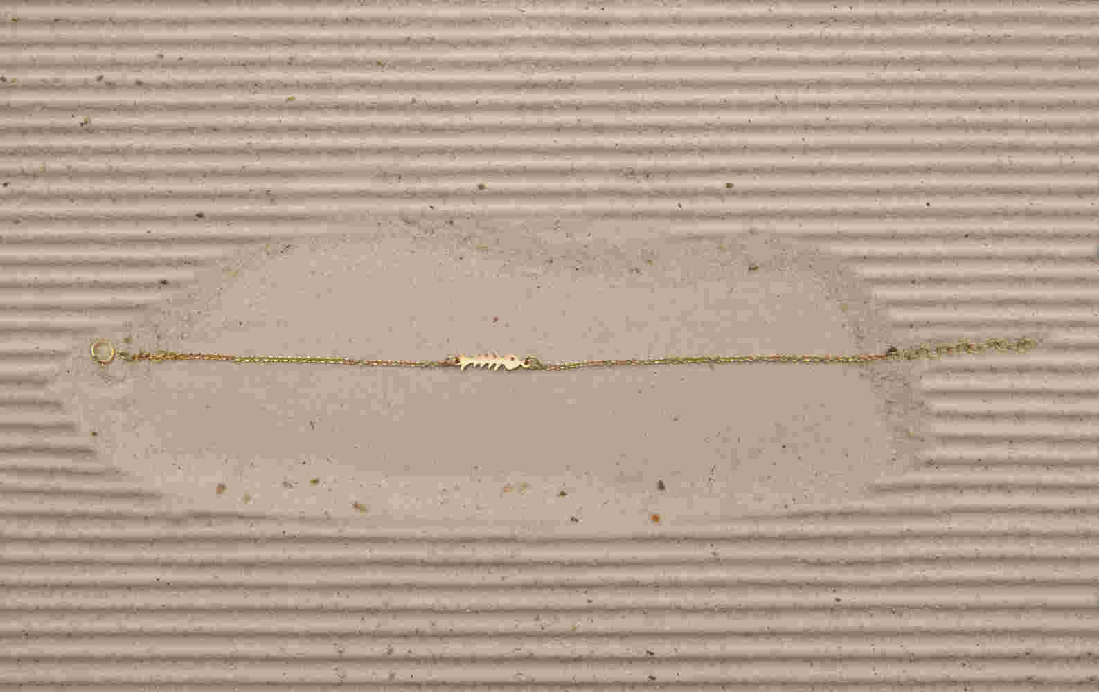 Gold fishbone bracelet with chain