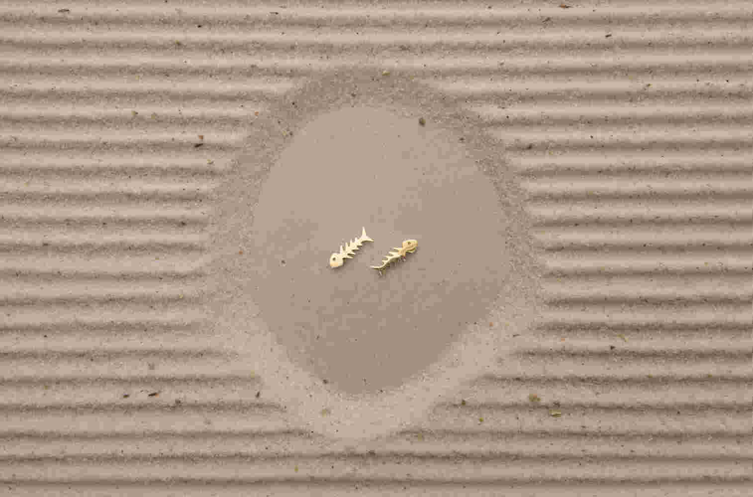 Gold fishbone earrings