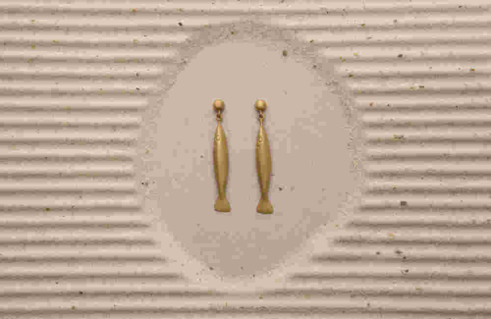 Gold etched fish earrings Gold etched fish earrings