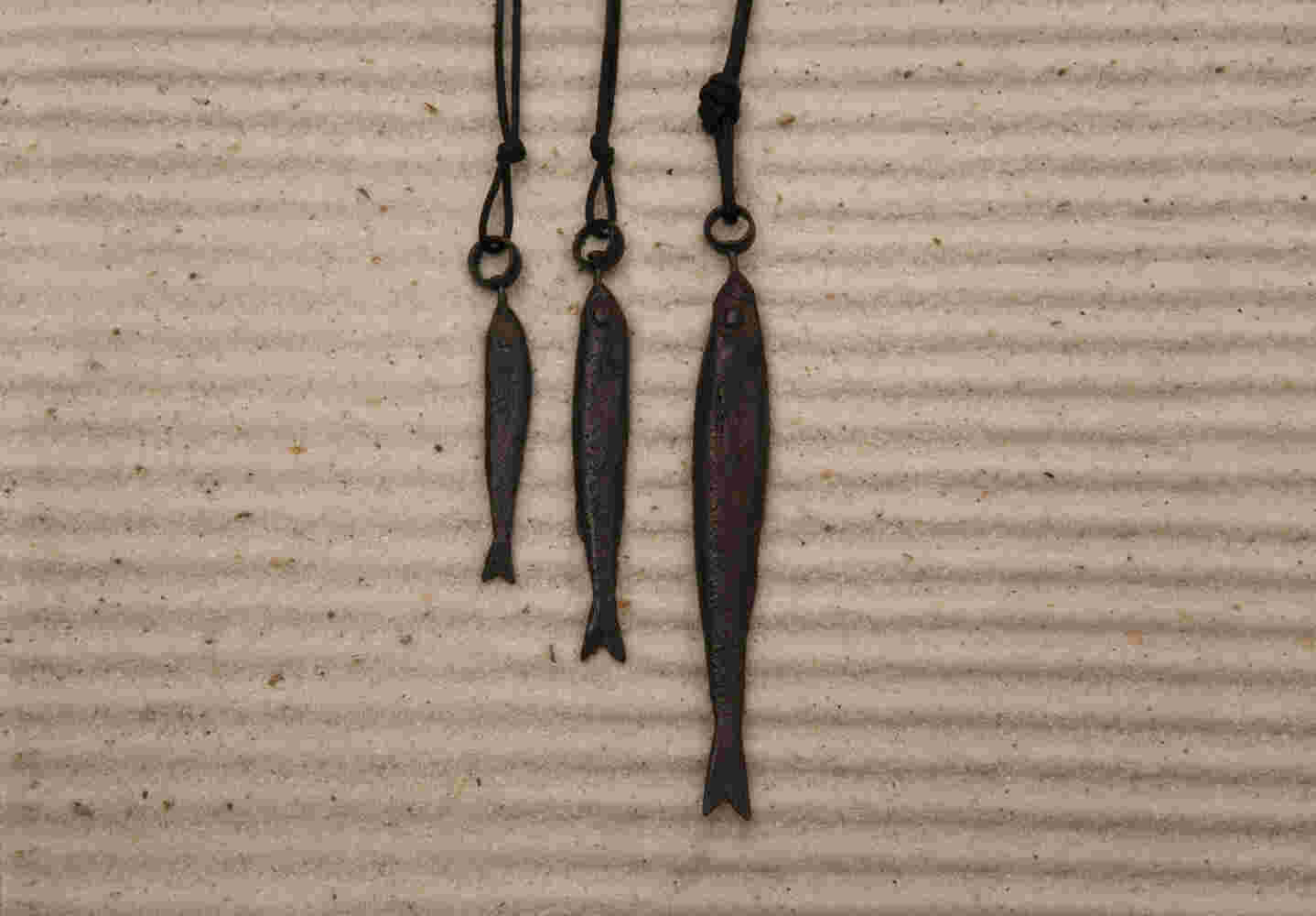 Oxidized silver sardine necklaces