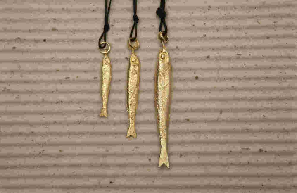 Gold-plated silver sardine necklaces Gold-plated silver sardine necklaces