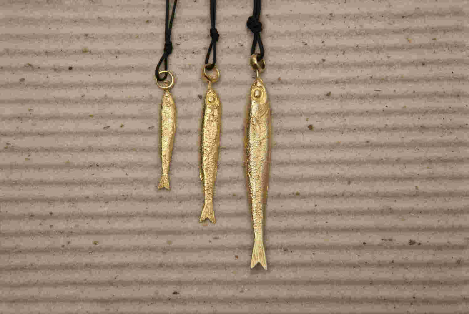 Gold-plated silver sardine necklaces