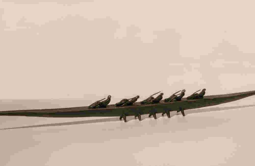 Small Ceremonial Boat 78 Small boat sculpture made of cast bronze.