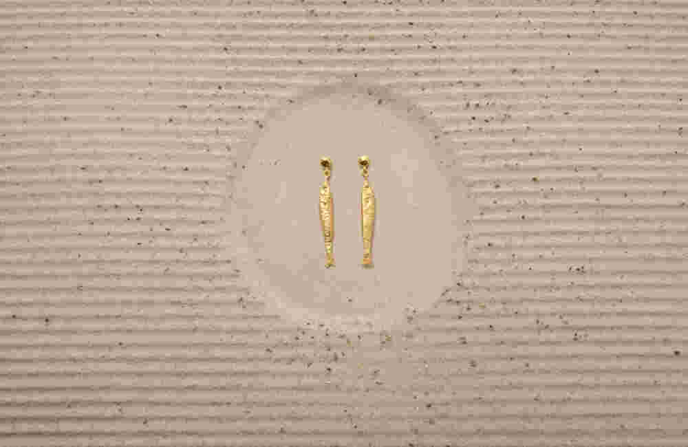 Gold plated silver sardine earrings Gold plated silver sardine earrings