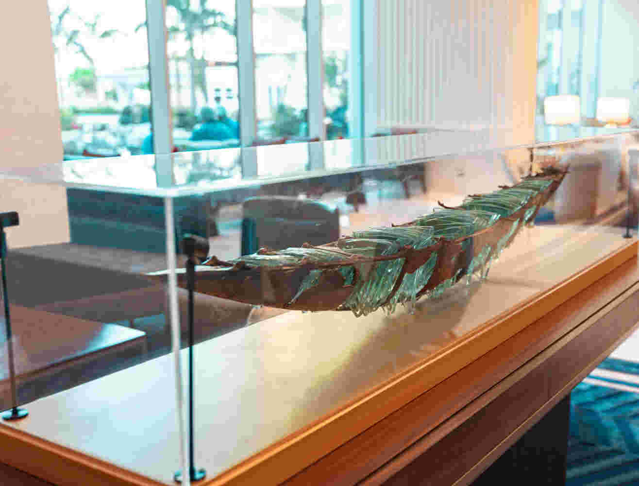 Glass & cast bronze boats commissioned sculptures
