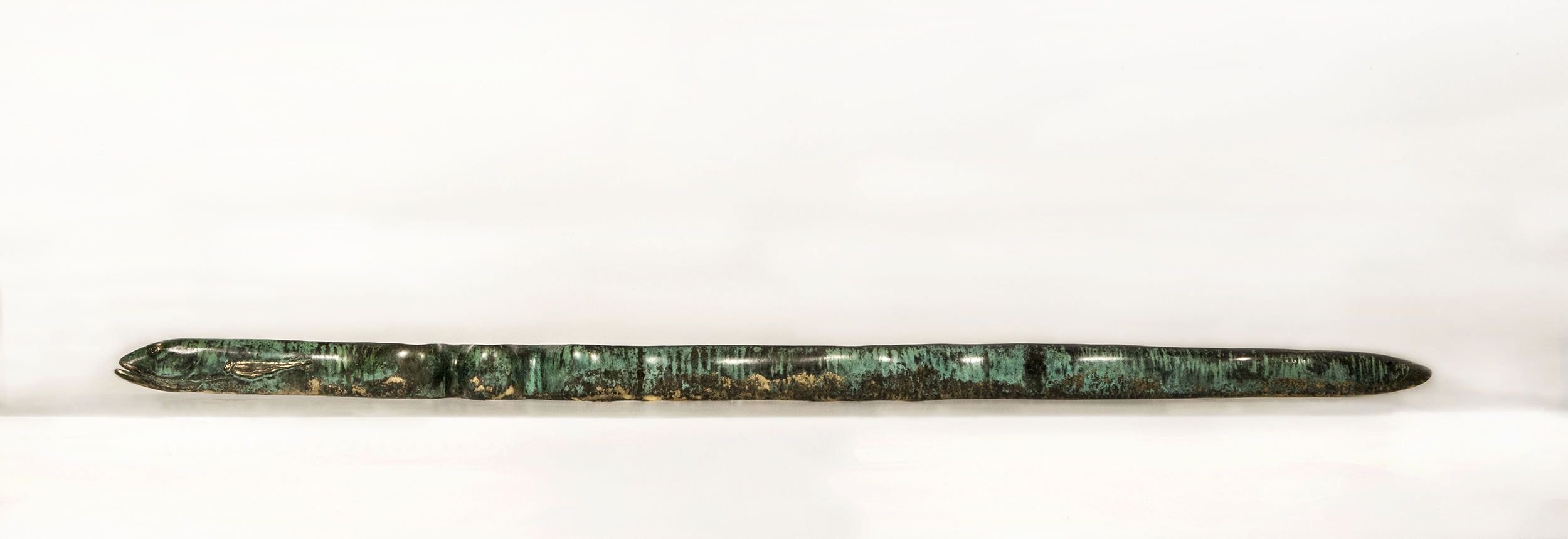 Cast bronze, green eel sculpture