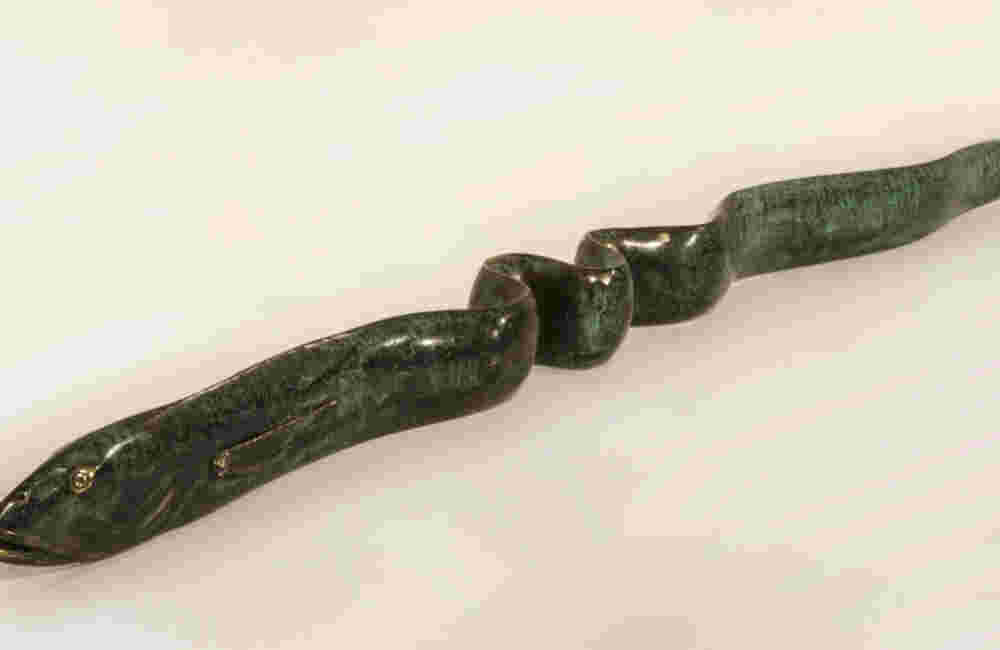 Cast bronze, green eel sculpture