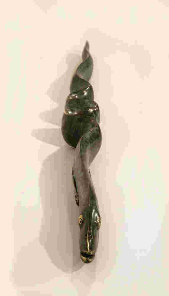 Cast bronze, green eel sculpture