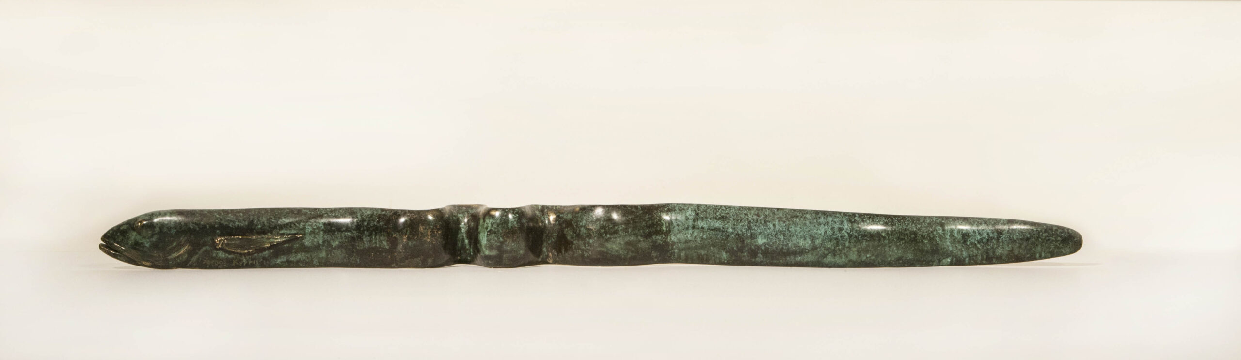 Cast bronze, green eel sculpture